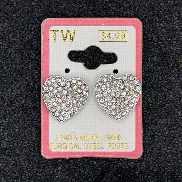 Crystal Heart Stud Earrings – Set of 3 (Gold, Rose Gold & Silver) - Picture 5 of 7